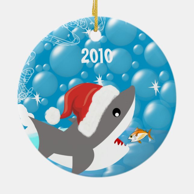Shark Christmas Family Photo Ornament (Back)