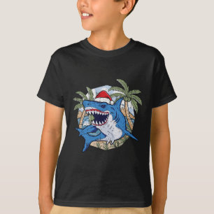 Shark Christmas In July Tropical Beach Summer Vaca T-Shirt