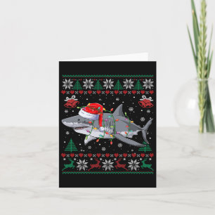 Shark Christmas Pajama With Santa Sea Animal Lover Card