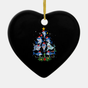 Shark Christmas Tree Funny Shark Lover Christmas P Ceramic Ornament