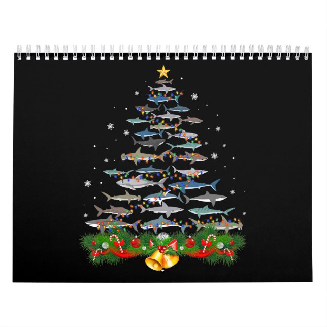 Shark Christmas Tree Shark Lovers Gifts Calendar (Cover)