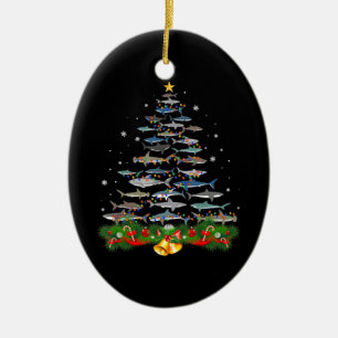 Shark Christmas Tree Shark Lovers Gifts Ceramic Ornament