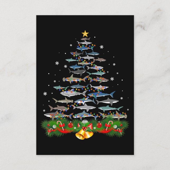 Shark Christmas Tree Shark Lovers Gifts Enclosure Card (Front)