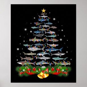 Shark Christmas Tree Shark Lovers Gifts Poster