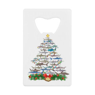 SHARK Christmas Tree Shirt SHARK Lovers Gifts Men Credit Card Bottle Opener