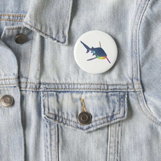 Shark Colour Swirl 2 Inch Round Button (In Situ)