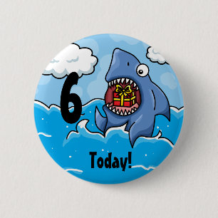 Shark Customisable birthday badge 2 Inch Round Button