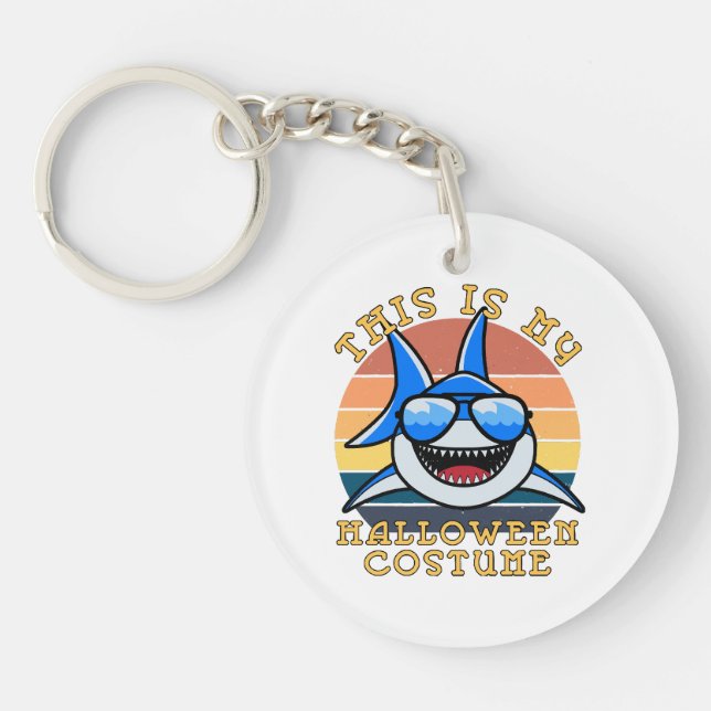 Shark Daddy Spooky Sunset Funny Keychain (Front)
