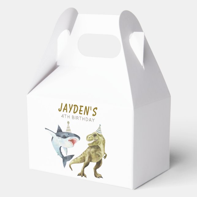 Shark & Dino Birthday Party  Favor Box (Front)