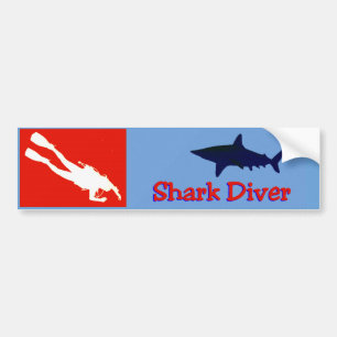 Shark diver bumper sticker