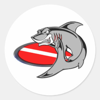 SHARK DIVER CLASSIC ROUND STICKER