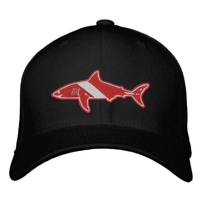 Shark Diver Dive Flag no text Embroidered Hat (Front)