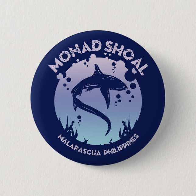 Shark Diving At Monad Shoal 2 Inch Round Button (Front)