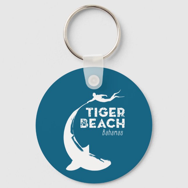 Shark Diving at Tiger Beach Keychain (Front)