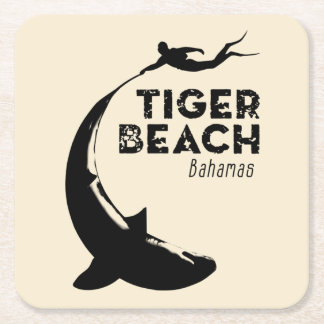 Shark Diving at Tiger Beach Square Paper Coaster