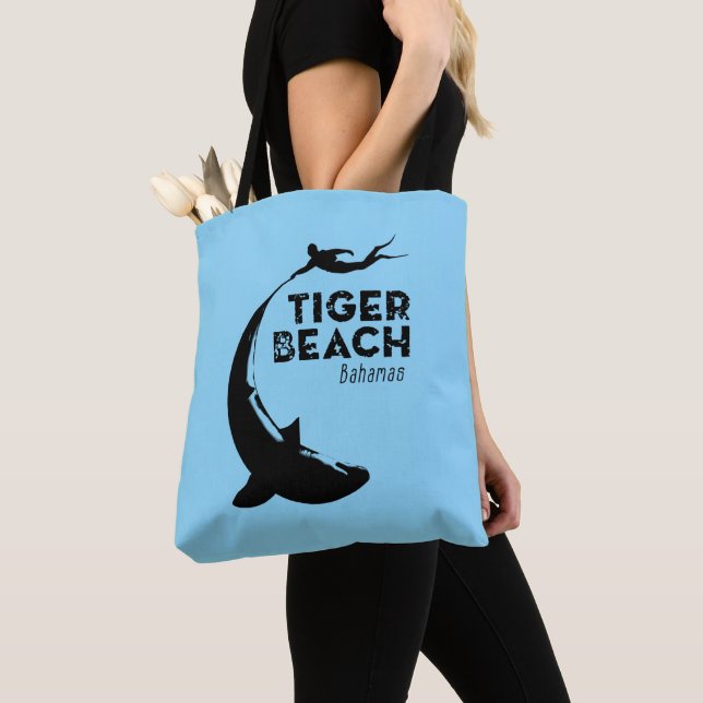 Shark Diving at Tiger Beach Tote Bag (Close Up)