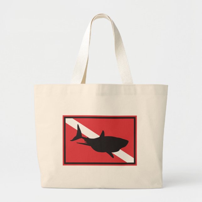 Shark Diving Flag Large Tote Bag (Front)