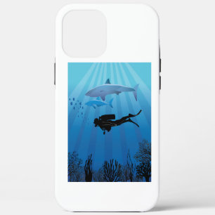 Shark Diving Scuba Diver iPhone 12 Pro Max Case