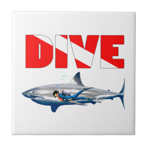 Shark Diving Tile