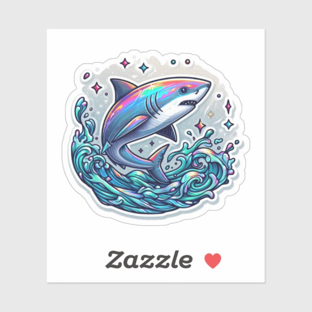 Shark Drawing: Autocollant de Deep Water #10 (Feuille)
