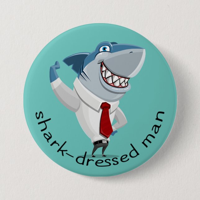 Shark-Dressed Man Cool 3 Inch Round Button (Front)