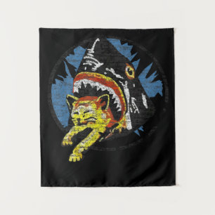 Shark Eating A Cat Funny Shark Gifts Tapestry