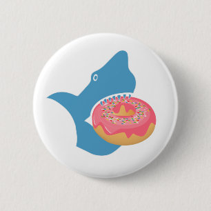 Shark eating a doughnut 2 inch round button