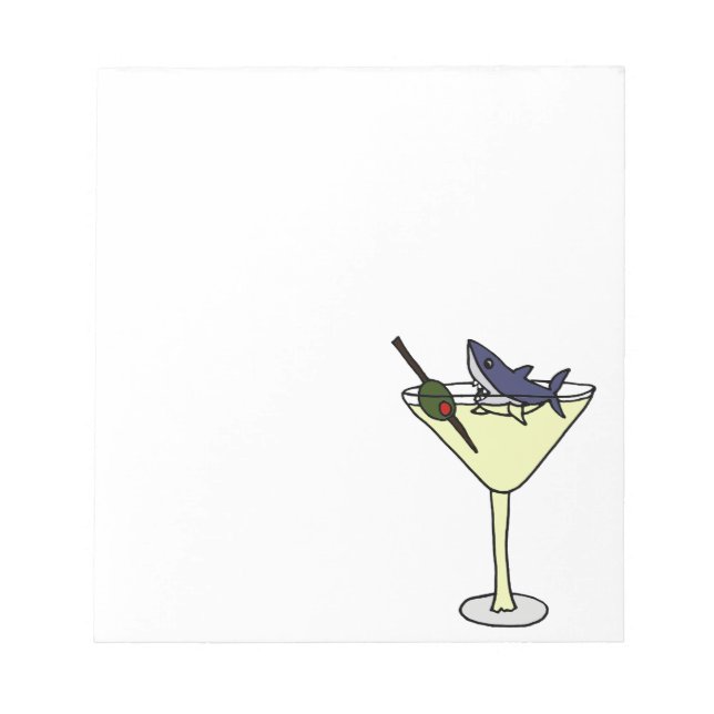 Shark Eating Martini Olive Notepad (Front)