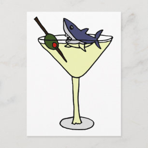 Shark Eating Martini Olive Postcard