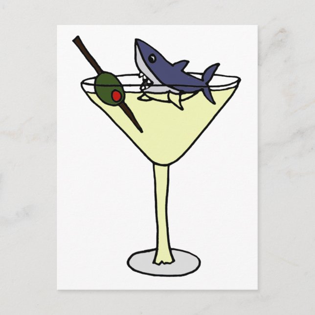 Shark Eating Martini Olive Postcard (Front)
