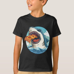 Shark Eating Pizza For Kids Birthday Party Gift T-Shirt