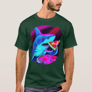 Shark Eating Pizza Funny Cool Pizza Sharks T-Shirt