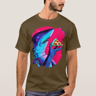 Shark Eating Pizza Funny Cool Pizza Sharks  T-Shirt