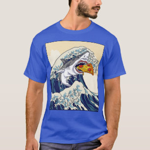 Shark Eating Pizza Japanese Wave Men Women Boys Gi T-Shirt