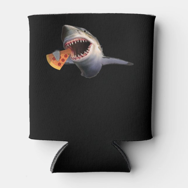 Shark Eating Pizza Shark Lovers Funny Gifts Can Cooler (Front)