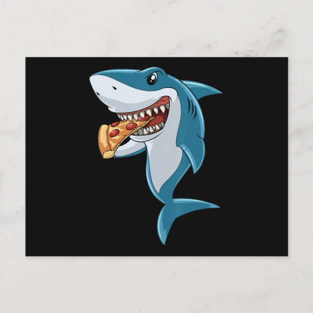 Shark Eating Pizza Shark Lovers Pizza Lovers Postcard (Front)