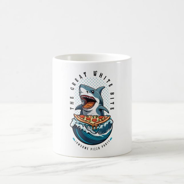 Shark Eating Pizza | The Great White Bite Jawsome  Coffee Mug (Center)