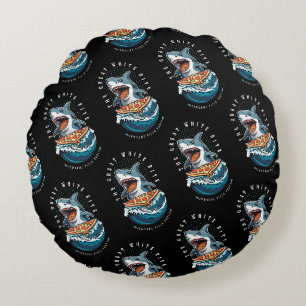 Shark Eating Pizza The Great White Bite Jawsome Round Pillow