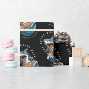 Shark Eating Pizza The Great White Bite Jawsome Wrapping Paper