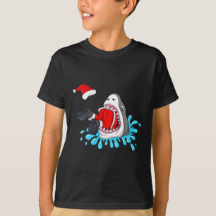 Shark Eats Santa Claus Christmas Boys Girls Kids X T-Shirt