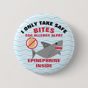 Shark Egg Allergy Alert Warning Epinephrine 2 Inch Round Button