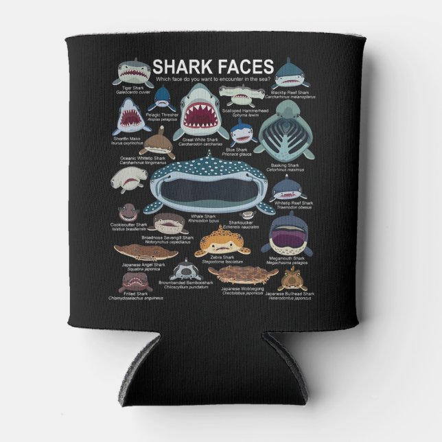 Shark Faces Which Face Do You Want To Encounter Can Cooler (Front)