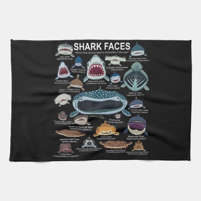Shark Faces Which Face Do You Want To Encounter Kitchen Towel (Horizontal)