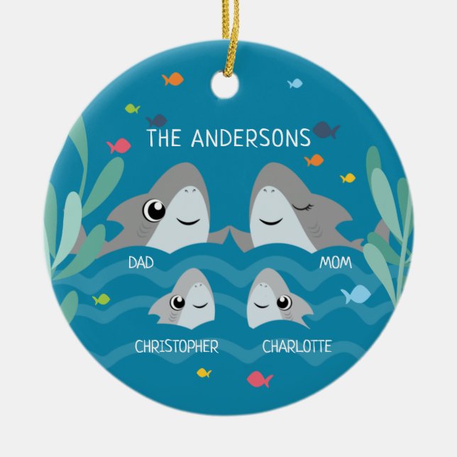 Shark Family Ornament (Front)