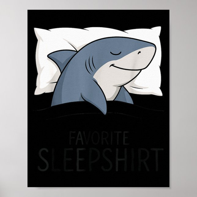 Shark Favorite Sleepshirt Sleeng Pajamas Boys Girl Poster (Front)