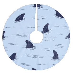 Shark Fin Ocean Pattern Brushed Polyester Tree Skirt