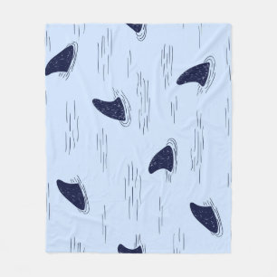 Shark Fin Ocean Pattern Fleece Blanket