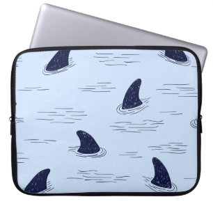 Shark Fin Ocean Pattern Laptop Sleeve