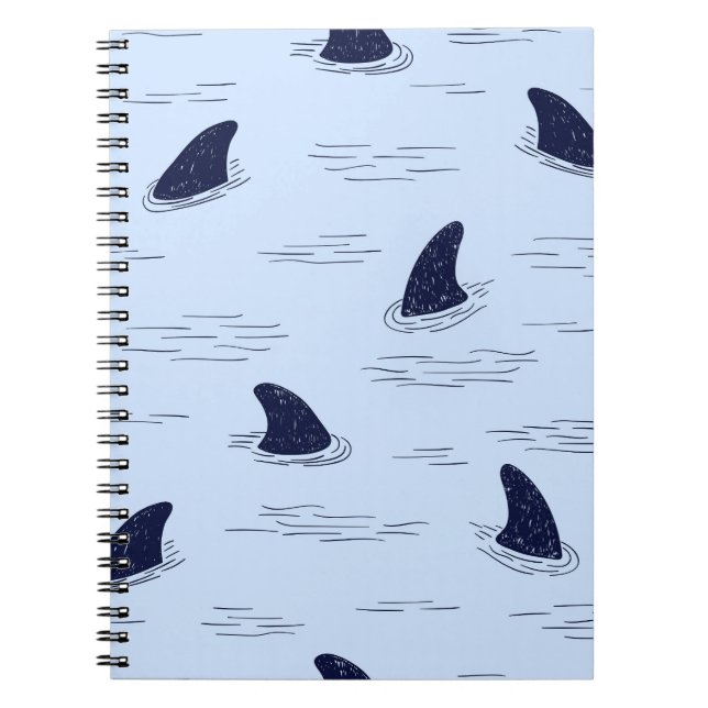 Shark Fin Ocean Pattern Notebook (Front)