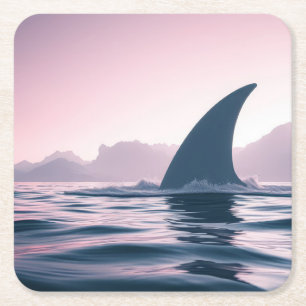 Shark Fin Power Square Paper Coaster